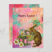 KÜNSTLER RABBIT MIT PALETTENMALETTE OSTEREIER FEIERTAGSPOSTKARTE (Vorne/Hinten)