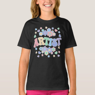 KÜNSTLER-Retro Groovy Vintage, Blumen, Herzen, Ste T-Shirt
