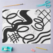 Künstler Schwarz-weiß große Abstrakte Wave Textur Seidenpapier (Basteln)