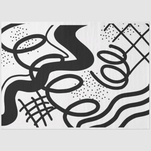 Künstler Schwarz-weiß große Abstrakte Wave Textur Seidenpapier (Vorderseite)