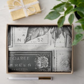 Künstler Schwarz-weiß große Vintage Blumendekoupag Seidenpapier (Geschenk)