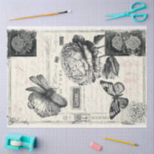 Künstler Schwarz-weiß große Vintage Peony Backgrou Seidenpapier (Basteln)