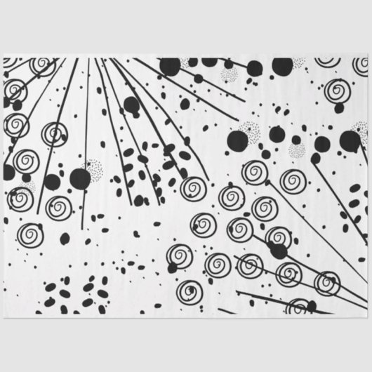 Künstler Schwarz-weiße große Abstrakte Spirale Tex Seidenpapier (Vorderseite)