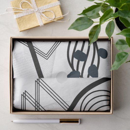 Künstler Schwarz-weiße große Abstrakte Zirkulatur  Seidenpapier (Geschenk)