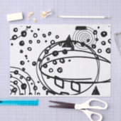 Künstler Schwarz-weiße große Doodle Muster Textur Seidenpapier (Handwerk)