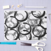 Künstler Schwarz-weiße große dunkle Circle Line Te Seidenpapier (Handwerk)