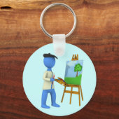 Künstler und Easel Schlüsselanhänger (Vorderseite)
