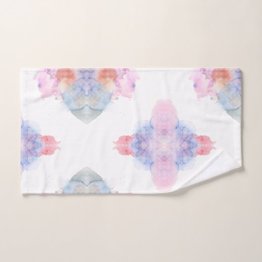Künstlerblau und rosa Wasserfarbe Badhandtuch Set (Handtuch)