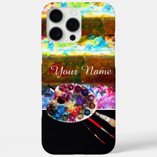 KÜNSTLERFARBPALETTE UND BRUSCHEN, schwarz Case-Mate iPhone Hülle (Rückseite)