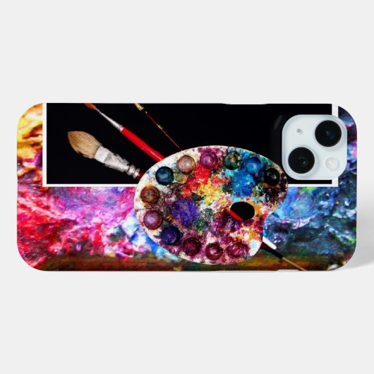 KÜNSTLERFARBPALETTE UND BRUSCHEN, schwarz Case-Mate iPhone Hülle (Rückseite (Horizontal))