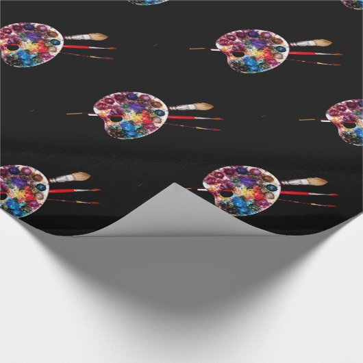 KÜNSTLERFARBPALETTE UND BRUSHEN GESCHENKPAPIER (Ecke)