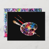 KÜNSTLERFARBPALETTE UND BRUSHEN POSTKARTE (Vorne/Hinten)