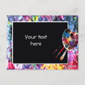 KÜNSTLERFARBPALETTE UND BRUSHEN POSTKARTE (Rückseite)