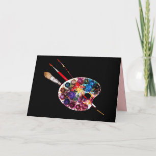 KÜNSTLERFARBPALETTE UND PINSSEL KARTE