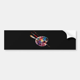 KÜNSTLERFARBPALETTE UND SCHWARZE BRUSCHE AUTOAUFKLEBER