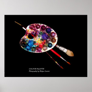 KÜNSTLERFARBPALETTE UND SCHWARZE BRUSCHE POSTER