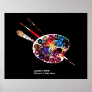 KÜNSTLERFARBPALETTE UND SCHWARZE BRUSCHE POSTER