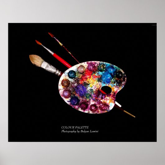 KÜNSTLERFARBPALETTE UND SCHWARZE BRUSCHE POSTER (Vorne)