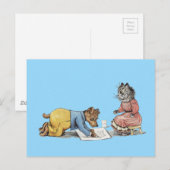 Künstlerhund, der eine Katze zeichne Postkarte (Vorne/Hinten)