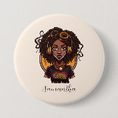 Künstlerin Afro Woman Button (Vorderseite)