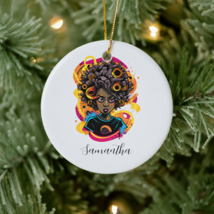 Künstlerin Afro Woman Keramik Ornament