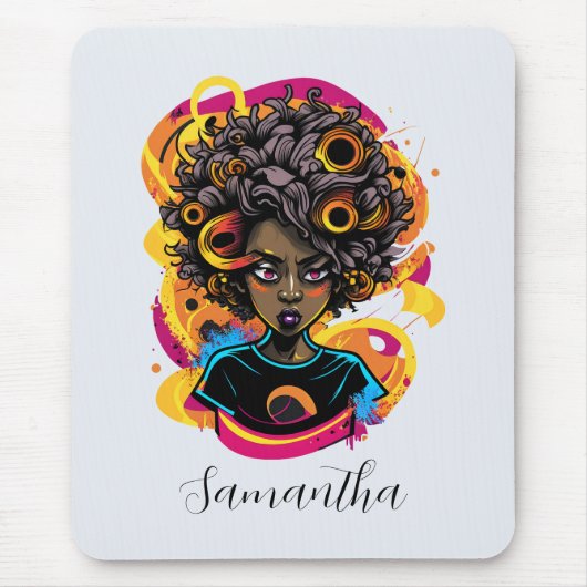 Künstlerin Afro Woman Mousepad (Vorne)