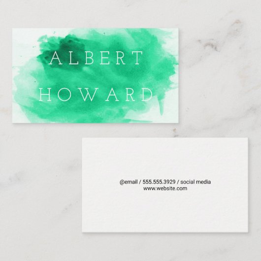 Künstlerin | Aquarell | Moderner Grüner Maler Visitenkarte (Vorne/Hinten)