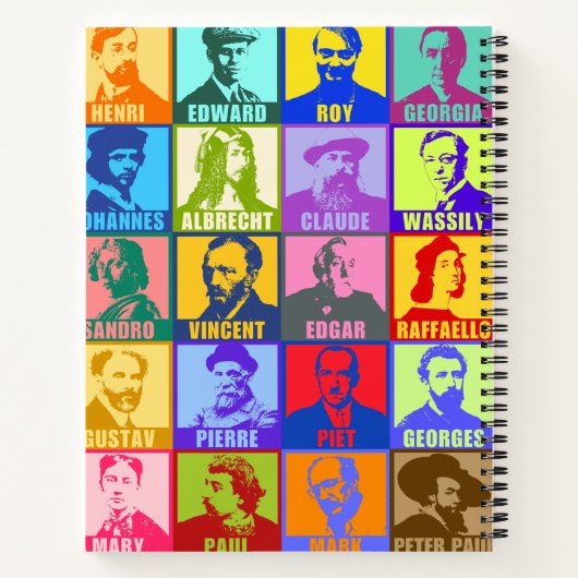 Künstlerin | Farbenfrohe Mod Pop Art Spiral Notebo Notizblock (Rückseite)