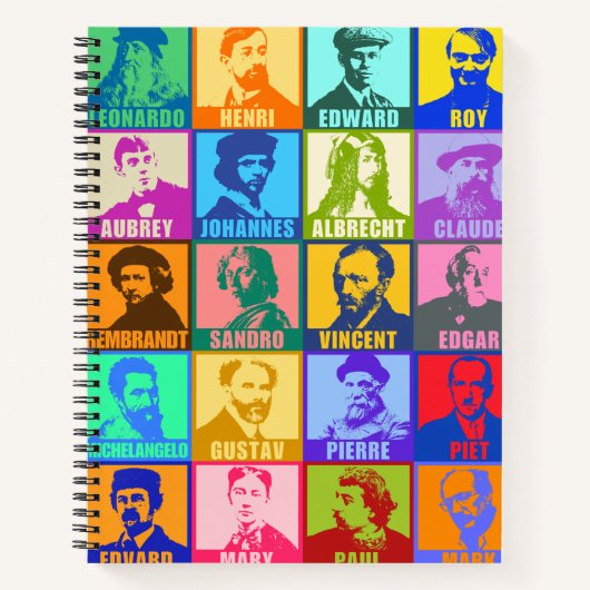 Künstlerin | Farbenfrohe Mod Pop Art Spiral Notebo Notizblock (Vorderseite)