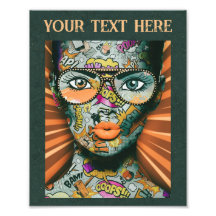 Künstlerin für Straßenkunst mit Brief auf ihrem Ge