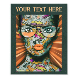 Künstlerin für Straßenkunst mit Brief auf ihrem Ge Fotodruck