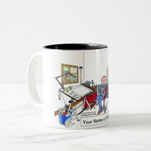 Künstlerin - Männlicher Cartoon von PrintedPerfect Zweifarbige Tasse (Vorderseite Links)