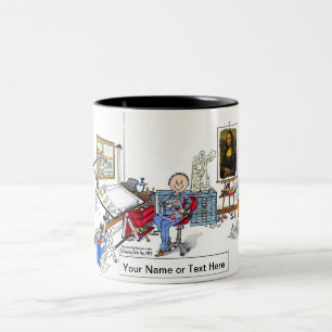 Künstlerin - Männlicher Cartoon von PrintedPerfect Zweifarbige Tasse
