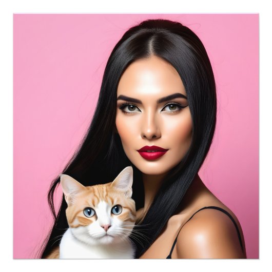 Künstlerin mit Katze Fotodruck (Vorne)