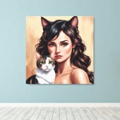 Künstlerin mit Katze Leinwanddruck (Insitu (Holzboden))