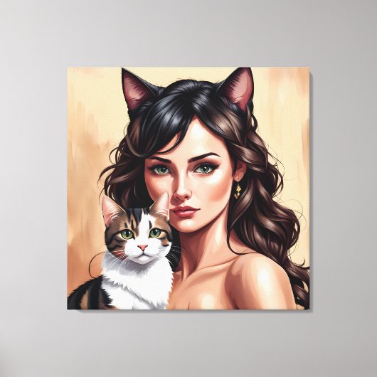 Künstlerin mit Katze Leinwanddruck (Vorderseite)