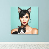 Künstlerin mit Katze Leinwanddruck (Insitu (Holzboden))