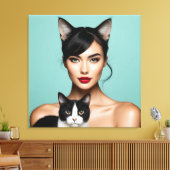 Künstlerin mit Katze Leinwanddruck (Insitu (Wohnzimmer))