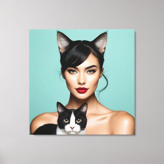 Künstlerin mit Katze Leinwanddruck (Vorderseite)