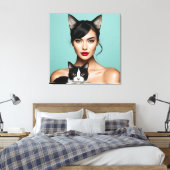 Künstlerin mit Katze Leinwanddruck (Insitu (Schlafzimmer))