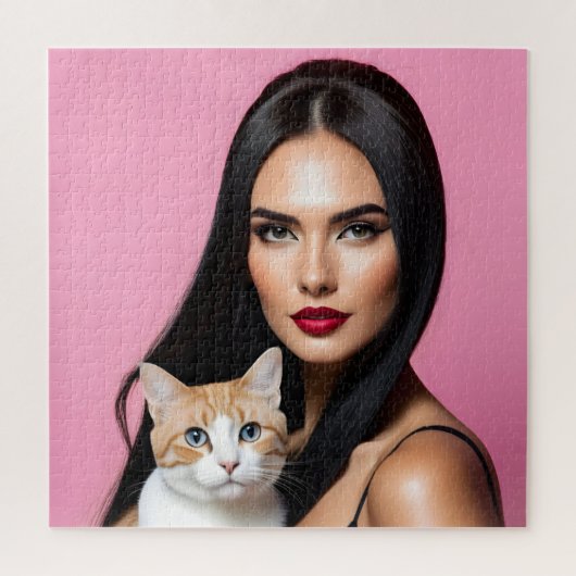 Künstlerin mit Katze Puzzle (Vertikal)