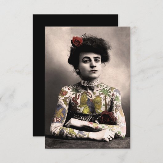 Künstlerin Tattoo Vintag Fotograf Einladung (Vorne/Hinten)