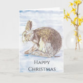 Künstlerin Wanders Card "Happy Christmas" Rabbit Karte (Gelbe Blume)