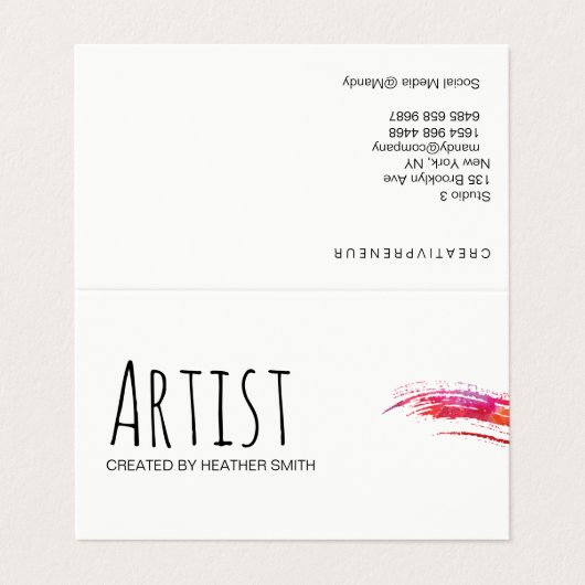 Künstlerin / Wasserfarbe Visitenkarten (Außenseite Aufgefaltet)