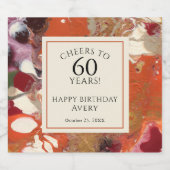 Künstlerisch Abstrakt Boho farbenfroh 60. Geburtst Schaumweinetikett (Einzelnes Label)