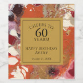 Künstlerisch Abstrakt Boho farbenfroh 60. Geburtst Weinetikett (Einzelnes Label)