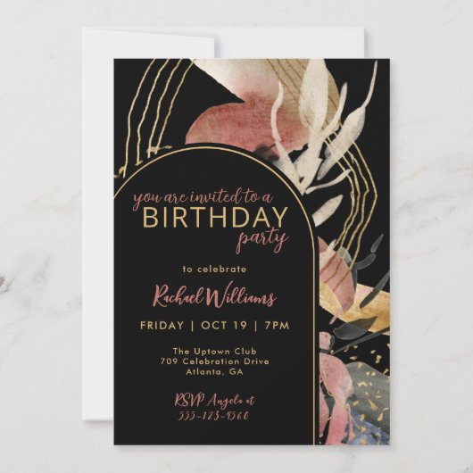 Künstlerisch Abstrakt Moderne stilvolle Geburtstag Einladung (Vorderseite)