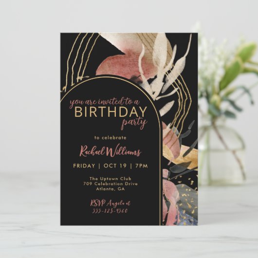 Künstlerisch Abstrakt Moderne stilvolle Geburtstag Einladung (Stehend Vorderseite)