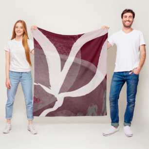 Künstlerisch abstraktes Design Burgund Grau & Weiß Fleecedecke