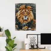 *~* Künstlerisch AP23 Artistic Celestial BOLD LION Poster (Heimbüro)